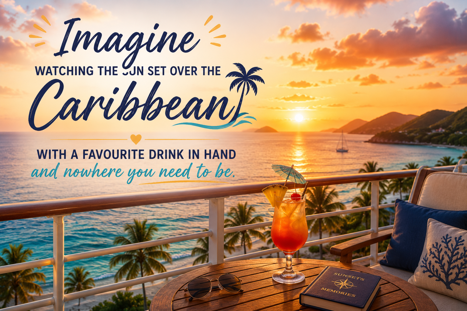 Caribbean sunset from a cruise ship